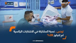 تونس.. نسبة المشاركة في الانتخابات الرئاسية لم تتجاوز 28%