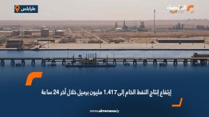 ارتفاع إنتاج النفط الخام إلى 1.417 مليون برميل خلال أخر 24 ساعة