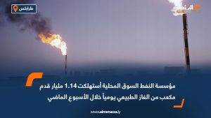 مؤسسة النفط: السوق المحلية استهلكت 1.14 مليار قدم مكعب من الغاز الطبيعي يومياً خلال الأسبوع الماضي 