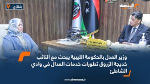 وزير العدل بالحكومة الليبية يبحث مع النائب خديجة الزروق تطورات خدمات العدال في وادي الشاطئ
