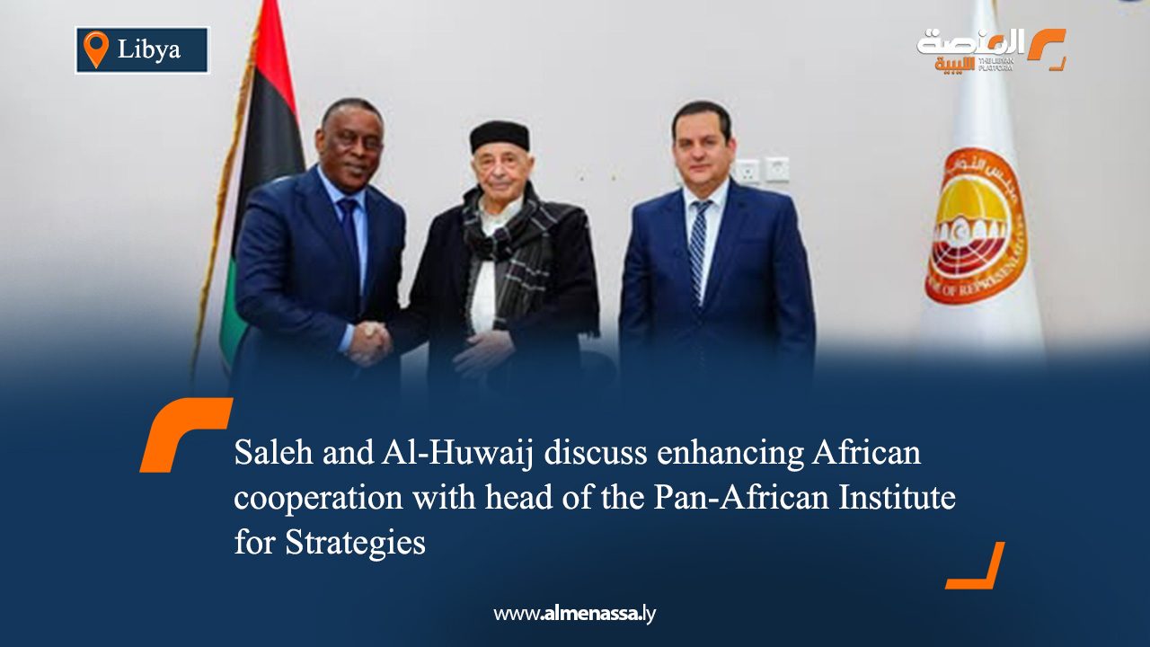 Saleh and Al-Huwaij discuss enhancing African cooperation with head of the Pan-African Institute for Strategies