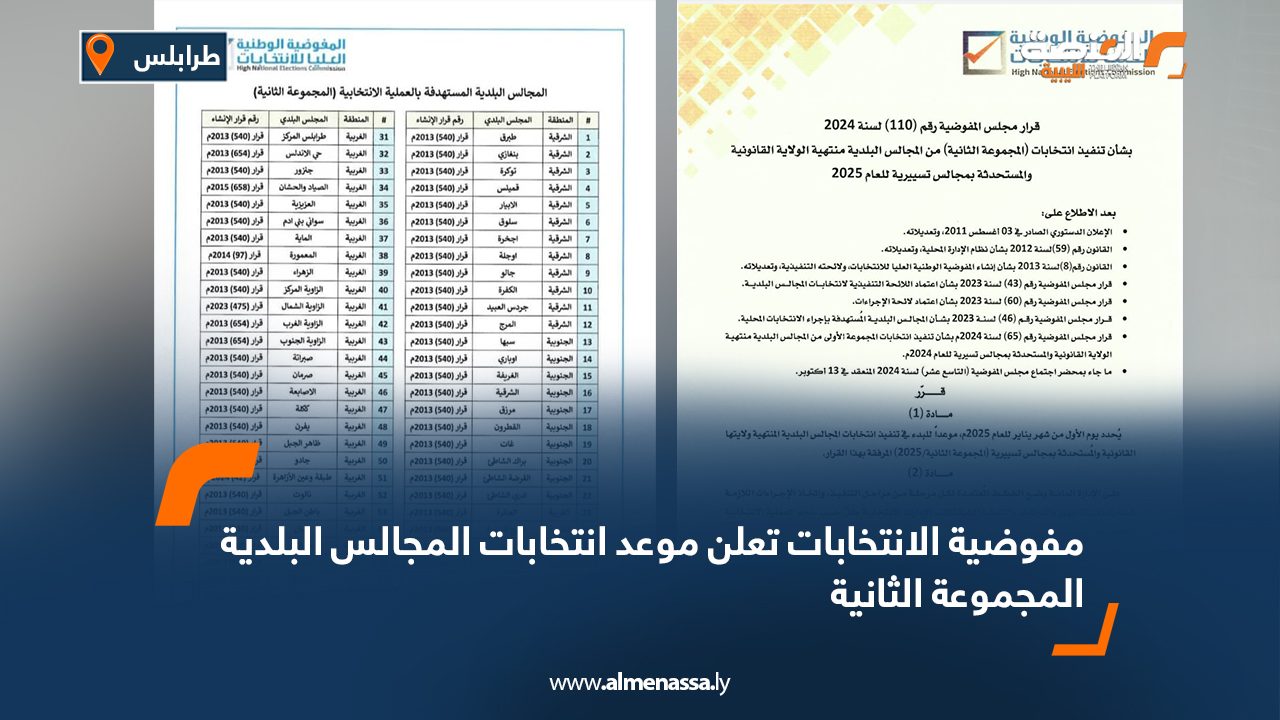 مفوضية الانتخابات تعلن موعد انتخابات المجالس البلدية المجموعة الثانية