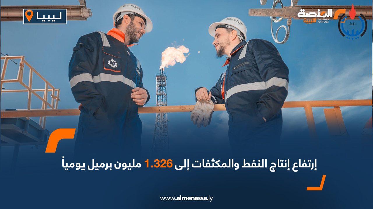 إرتفاع إنتاج النفط والمكثفات إلى 1.326 مليون برميل يومياً