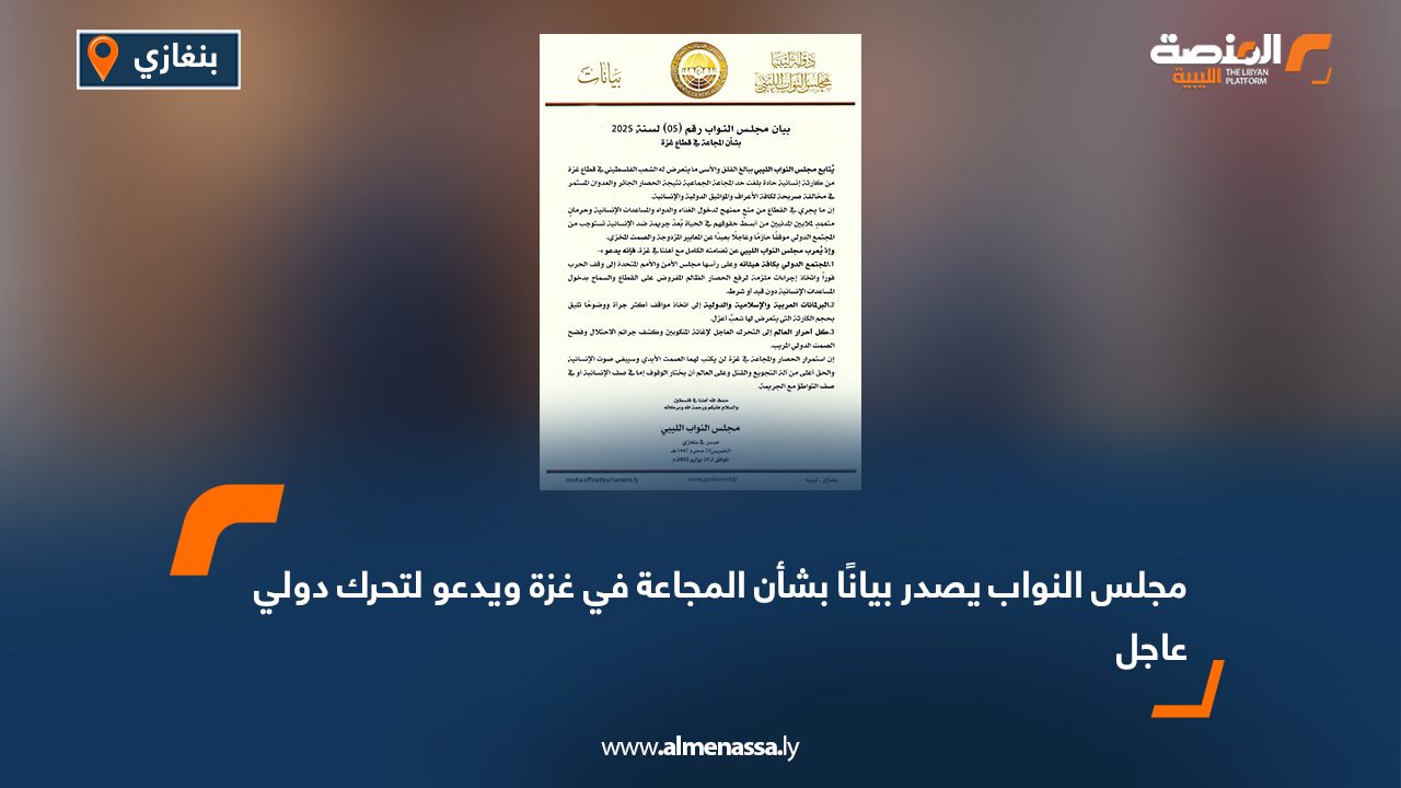 Wide Web مجلس النواب يصدر بيانًا بشأن المجاعة في غزة ويدعو لتحرك دولي عاجل