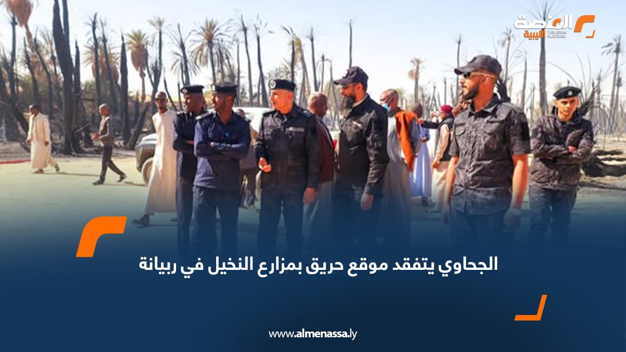 الجحاوي يتفقد موقع حريق بمزارع النخيل في ربيانة