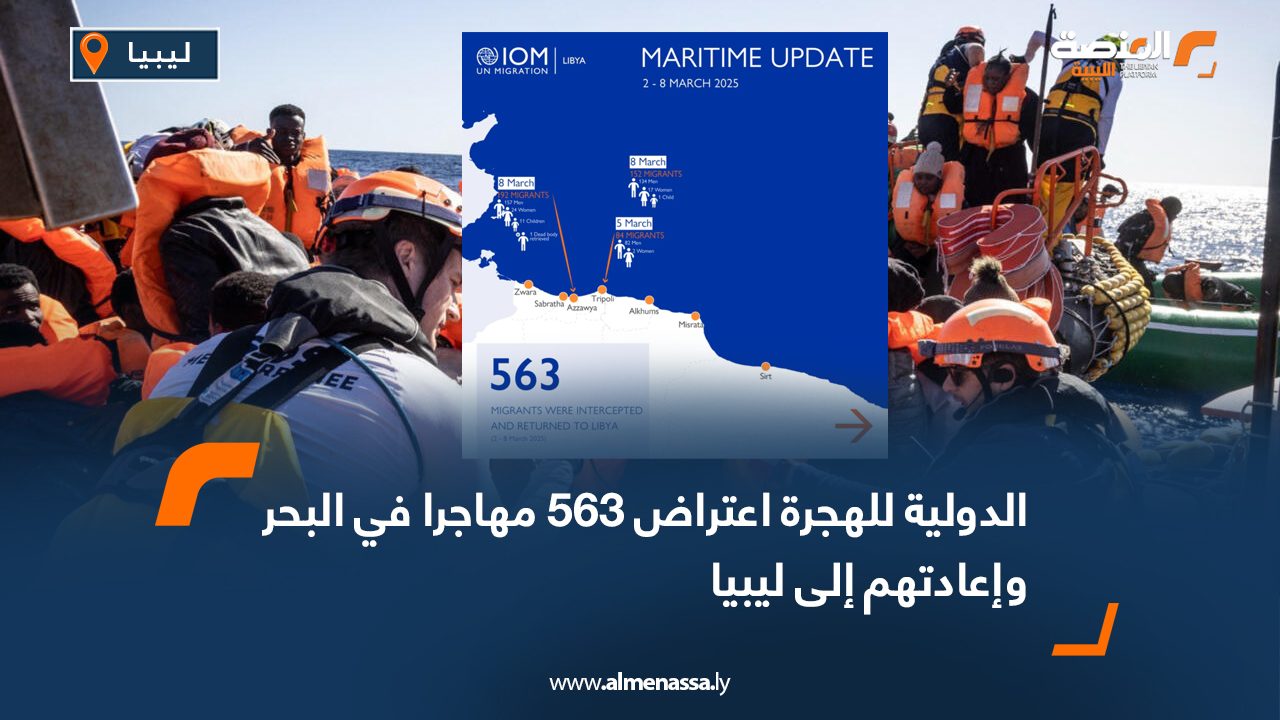 الدولية للهجرة: اعتراض 563 مهاجرا في البحر وإعادتهم إلى ليبيا