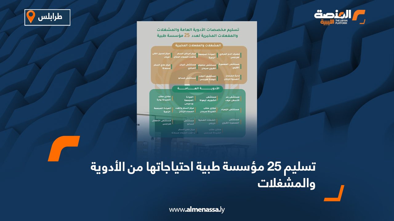 تسليم 25 مؤسسة طبية احتياجاتها من الأدوية والمشغلات