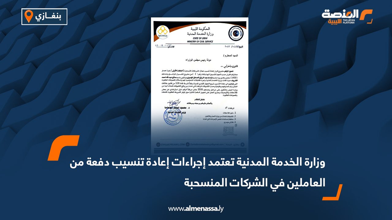 وزارة الخدمة المدنية تعتمد إجراءات إعادة تنسيب دفعة من العاملين في الشركات المنسحبة