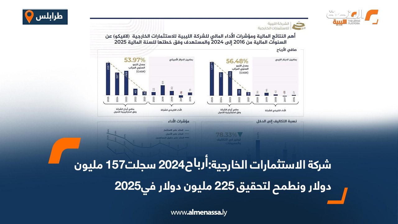 شركة الاستثمارات الخارجية: أرباح 2024 سجلت157 مليون دولار ونطمح لتحقيق 225 مليون دولار في2025