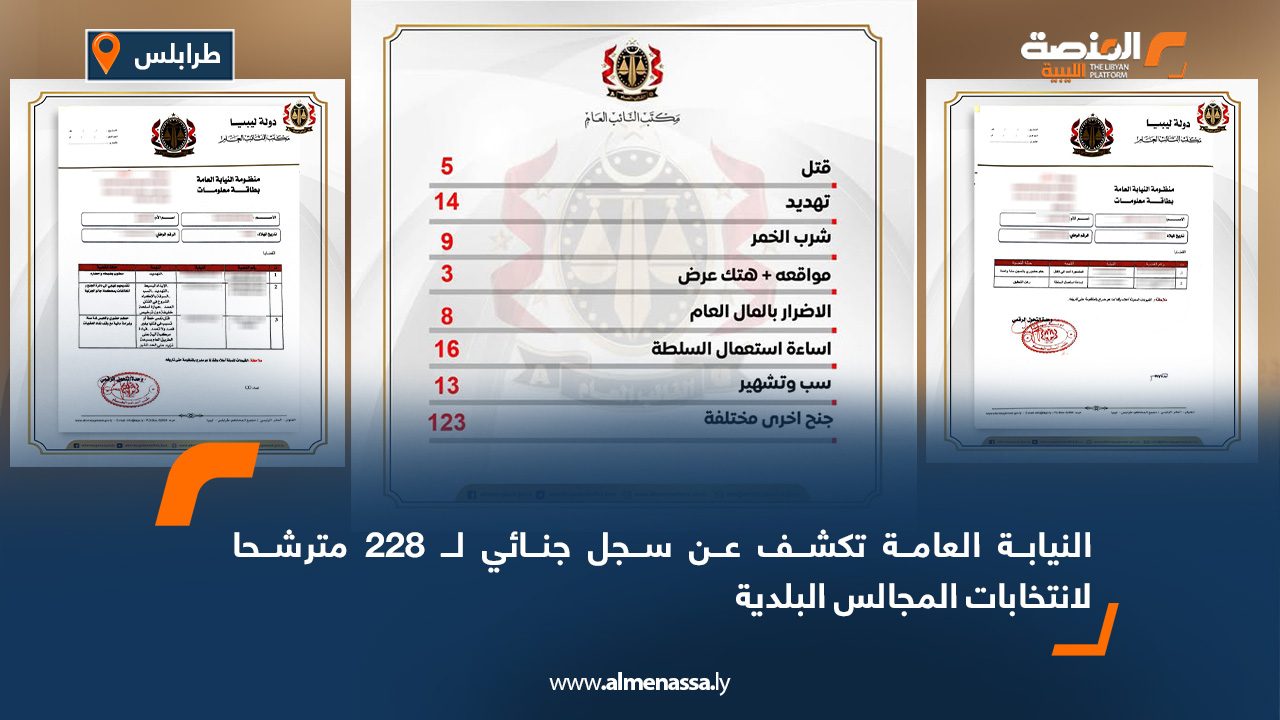 النيابة العامة تكشف عن سجل جنائي لـ 228 مترشحا لانتخابات المجالس البلدية